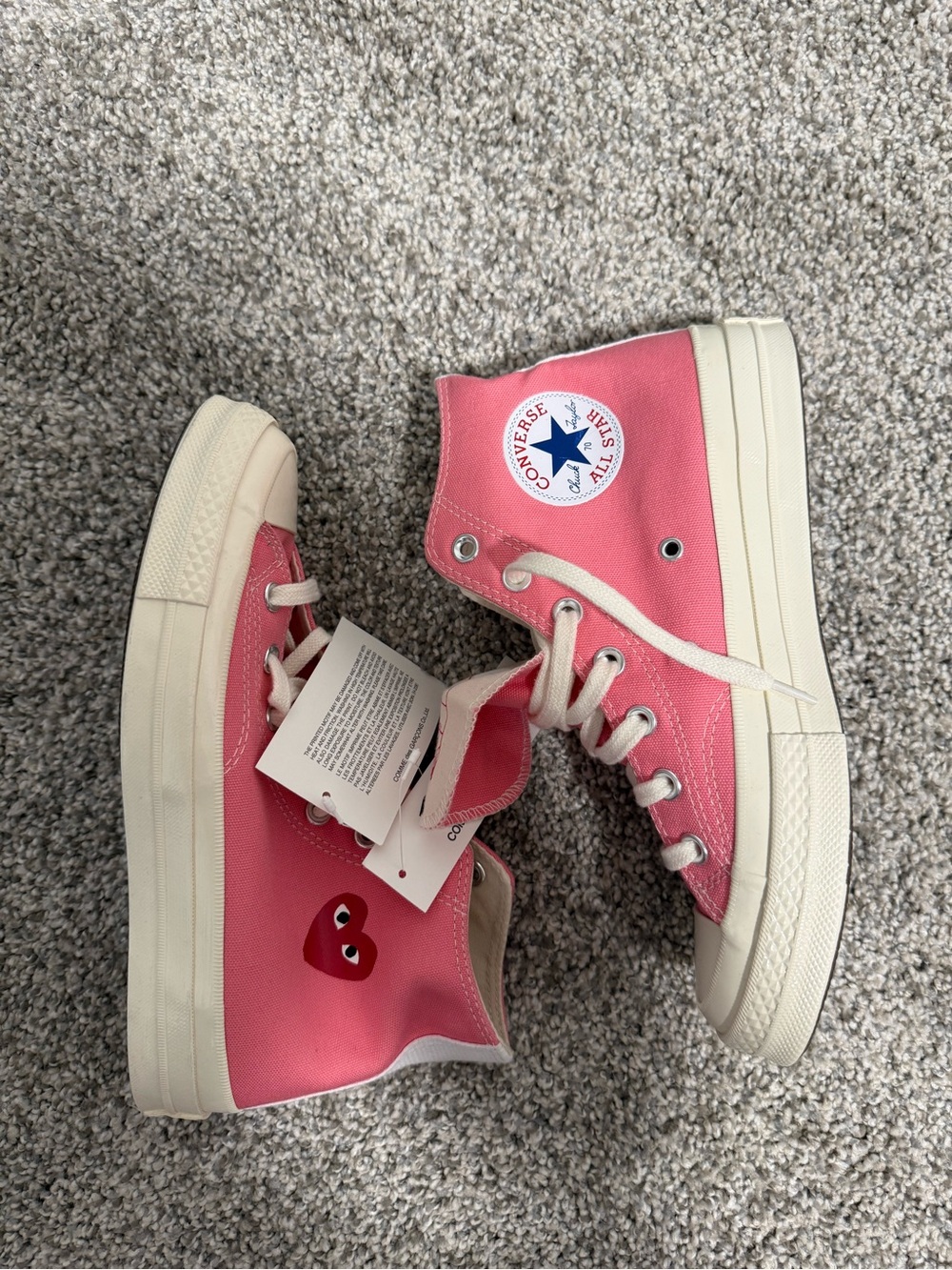 Converse Pink High-Top Sneakers with Heart Motif Comme Des Garçons